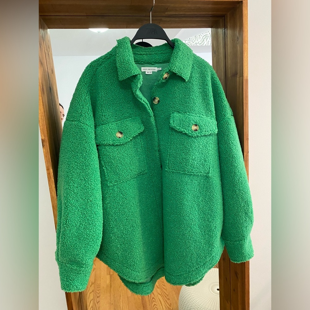 Good American Green Sherpa Oversized Jacket Size 00/0 - Never Worn